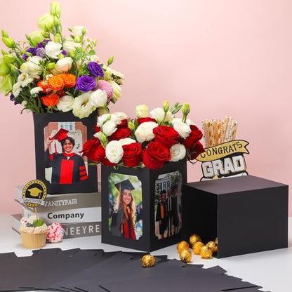 15 Pack Graduation Box Centerpieces for Table 6/7 In Photo Display - color: Black