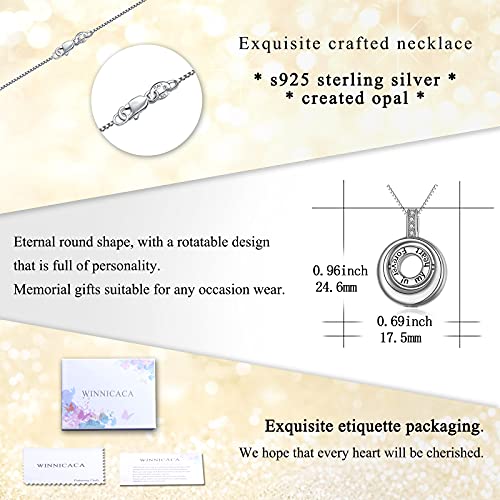 WINNICACA Cremation Jewelry for Ashes Locket Ashes Necklace Urn Necklace for Women Sterling Silver Cremation Necklace for Ashes Fine Keepsake Picture Necklace Memorial Jewelry - style: C02-Circle of Life Urn Necklace(Created Opal)