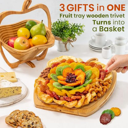 Dried Fruit and Nut Gift Basket, Healthy Assorted Natural Snack Gift Tray, Extra Large Variety Food Tray Party Platter- Mothers Day, Holiday, Birthday, Sympathy, Office, Men, Woman, Him, Her Husband, Wife, Families, Bonnie and Pop - color: Cream Box
