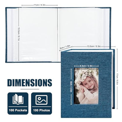 Photo Album 4x6 100 Pockets, Linen Cover Top Loader Vertical, Slip-in Picture Blue Pockets Albums for Wedding, Family, Anniversary, Baby, Vacation - color: Blue, size: 100 Pockets