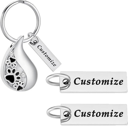 Hearbeingt Teardrop Urn Keychain for Ashes Tree of Life Cremation Jewelry - color: Customize Nameplate