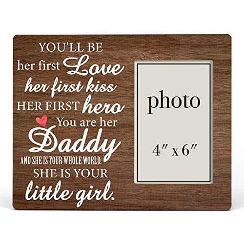 Daddy Gift for New Dad Daddy-to-Be from Unborn Baby Girl Wood Picture Frame | Daddy Little Girl Wood Photo Frame Gifts for First Father's Day Gender Reveal, Tabletop and Wall - color: Love