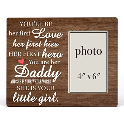 Daddy Gift for New Dad Daddy-to-Be from Unborn Baby Girl Wood Picture Frame | Daddy Little Girl Wood Photo Frame Gifts for First Father's Day Gender Reveal, Tabletop and Wall - color: Love