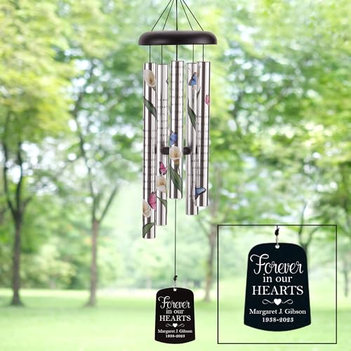 Let's Make Memories Personalized Memorial Sonnet Wind Chime - 38" H - Sympathy - Condolences - style: Forever in Our Hearts