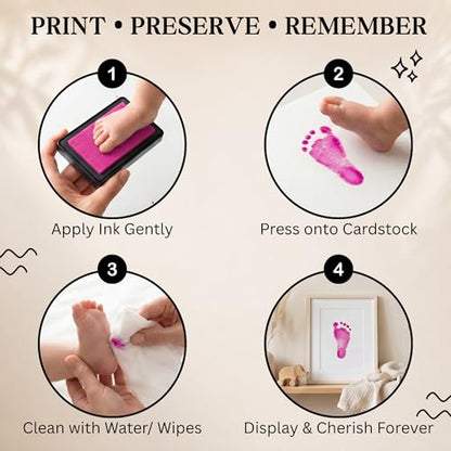 ReignDrop Baby Ink Pad for Hand and Footprints, Non-Toxic Acid-Free Keepsake Kit, Smudge-Proof Archival Ink Wipes Off Skin, for Scrapbook, Photo Album, Frames & Pet Paws, Baby Gift (Pink) - color: Pink