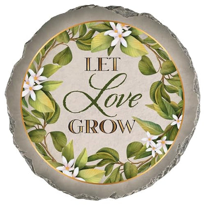 Magnolia Garden 10-Inch Let Love Grow Decorative Stepping Stone – Botanical Floral Resin Garden Walkway Tile – Elegant Sage Green Outdoor Accent – Romantic Wedding, Anniversary & Housewarming Gift - size: 10 x 10 x 0.63, style: Floral Let Love Grow