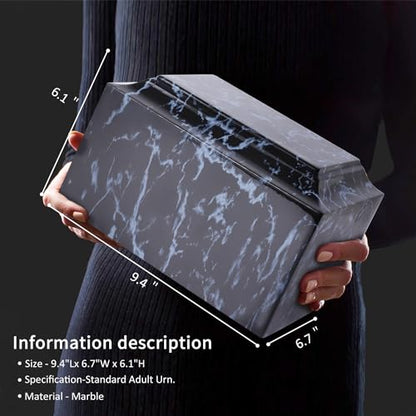 Rsobl Black Marble Cremation Urn Vault for Human Ashes, Adult Sized for Ground Burial, Home Memorial and Funeral Use - size: Black