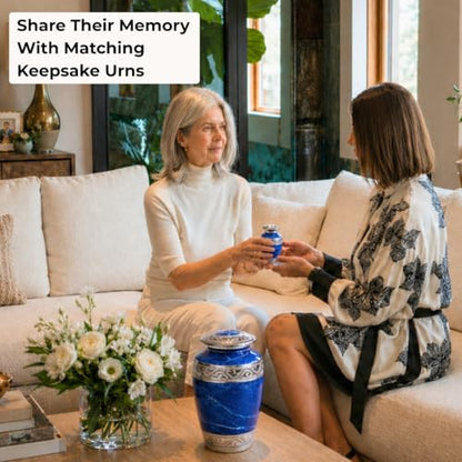 GR8 Keepsakes Classic Blue Marble-Finish Cremation Urn Set - color: Blue