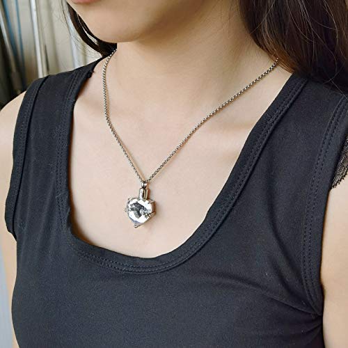 YOUFENG Birthstones Heart Cremation Pendant Urn Necklaces for Ashes Urns for Human Ashes Memorial Locket Keepsake Ashes Jewelry with Fill Kit - style: April-birthstones