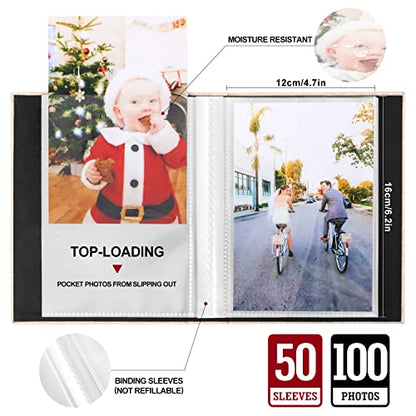 Ywlake Photo Album 4x6 100 Pockets 2 Packs, Small Mini Capacity Linen Photo Album Bulk Sets, Each Pack Holds 100 Top Loader Vertical Only Picture for Kids Boy Girls Beige - color: Beige, size: 100 Pockets/2PK