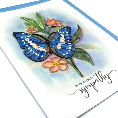 Butterfly Sympathy Card, Animal Pattern, 5in x 7in, Blank Inside, Envelope Included - color: Butterfly Sympathy