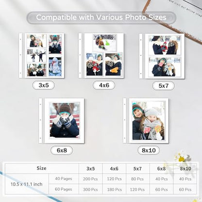 Popotop Large Photo Album Self Adhesive 4x6 5x7 8x10 Scrapbook Album DIY Picture Book,Gifts for Mom,Family Baby and Wedding,with Metal Pen and Plastic Board - color: Grey, size: 11.5"x10.6"60pages