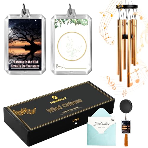 Customizable Memorial Wind Chime - Outdoor Bereavement Gift with Removable Charms, Sympathy Keepsake for Loss, Garden & Patio Decor (Gold) - size: Gold