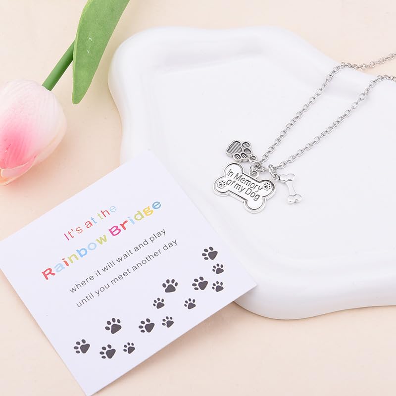 YangQian Sympathy Gift for Pet Owner Pet Memory Gifts for Dogs Cats Bereavement Gifts Paw Print Necklace Grieving Cat Dog Loss Gift - color: Dog Heaven Necklace