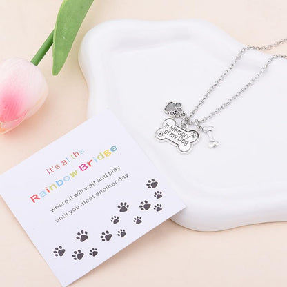 YangQian Sympathy Gift for Pet Owner Pet Memory Gifts for Dogs Cats Bereavement Gifts Paw Print Necklace Grieving Cat Dog Loss Gift - color: Dog Heaven Necklace