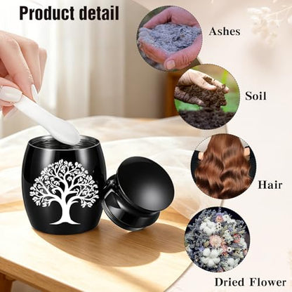 Customize Wooden Small Urn for Human Ashes Keepsake Memorial Box - style: Black-Cusotmize