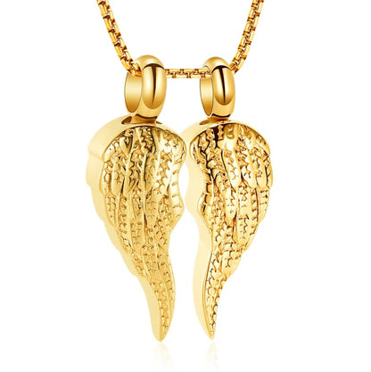 Guardian Wings Memorial Necklace for Ashes – Gold Angel Wing Cremation Pendant for Loved One