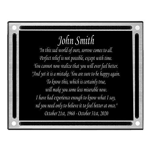 Personalized Memorial Plaque, Grave Marker, Remembrance Plaque, Outdoor, Indoor Memorial Plate Heavy Cast Aluminum - 8" x 10" - size: 8X10