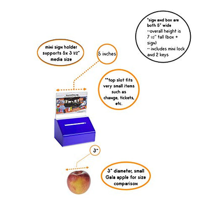 SOURCE ONE Acrylic Heavy Duty Donation/Ballot Box with Lock and Sign Holder - color: Blue, size: 6 Pack