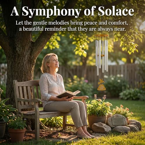 Memorial Wind Chimes with Hummingbird Crystal Ball, Sympathy Wind Chimes | Memorial Wind Chimes for Loss of Loved One with Sympathy Cards, Memorial Gift for Loss of Loved One Windchimes Remembrance