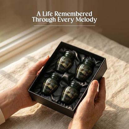 Deer Keepsake Cremation Urn for Human Ashes – Small Aluminum Memorial Burial Urn for Men & Women, Rustic Decorative Home Display - Keepsake Set of 4 - size: Small Keepsake set of 4