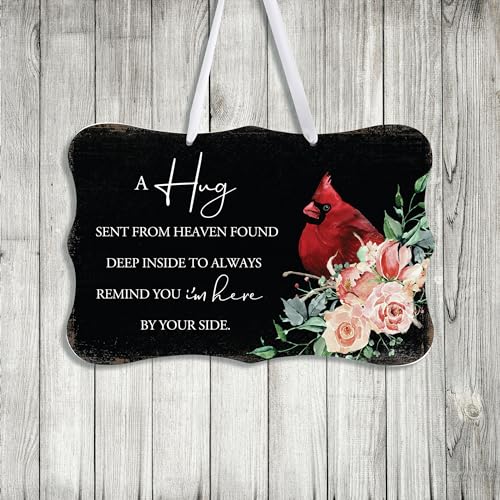 LifeSong Milestones Memorial Wall Hanging Signs Bereavement Keepsake Condolence Funeral Gift For Loss of Loved One 8x12 (A Hug Sent From Heaven (Black)) - color: A Hug Sent From Heaven (Black)