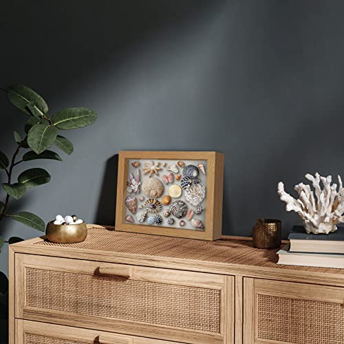 Americanflat 8x10 Shadow Box Frame with Shatter-Resistant Glass - Silhouette Collection - Large Shadow Box Display Case for Tabletop and Wall Display - Dark Oak with Soft Felt Back | Shatter-resistant glass, 1.5 inch interior depth, hangs vertical or hori
