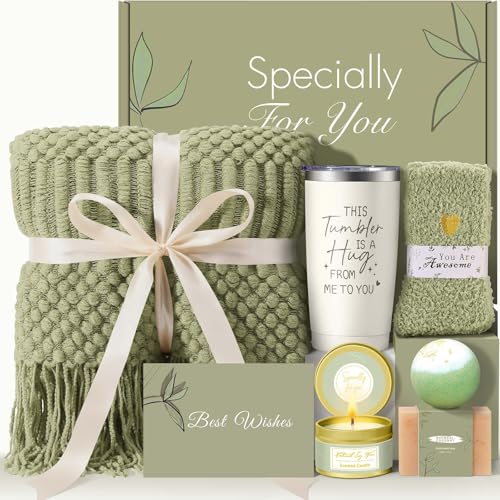 Uwingess Get Well Soon Gift Baskets for Women Self Care Gifts, Spa Care Package After Surgery Inspirational Thinking of You Sympathy Gifts,Christmas Birthday Gift for Women Friends Mom Sister Grandma - color: Green