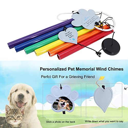 Pet Memorial Wind Chimes Rainbow Bridge,36 Inch Rainbow Bridge Pet Remembrance Wind Chimes for Loss of Dog Cat,Pet Memorial Windchime Gifts for Loss of Pets with Rainbow Bridge Card