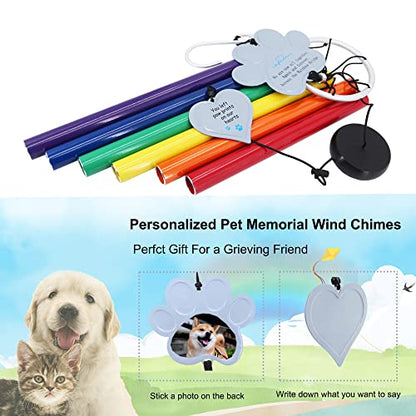 Pet Memorial Wind Chimes Rainbow Bridge,36 Inch Rainbow Bridge Pet Remembrance Wind Chimes for Loss of Dog Cat,Pet Memorial Windchime Gifts for Loss of Pets with Rainbow Bridge Card