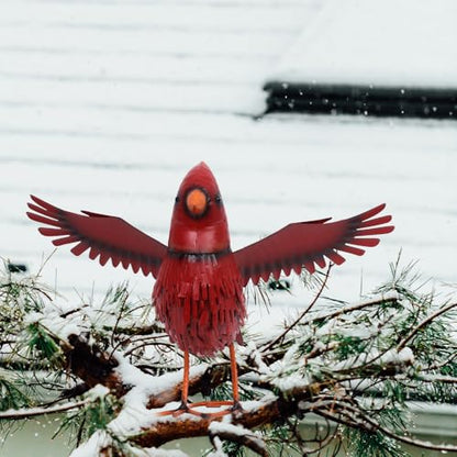 hogardeck Cardinal Garden Decor Outdoor Statues, Large Metal Red Bird Standing Yard Art, Lawn Sculptures Ornaments for Outside Patio Backyard, Holiday Sympathy Gifts for Grandma Mom