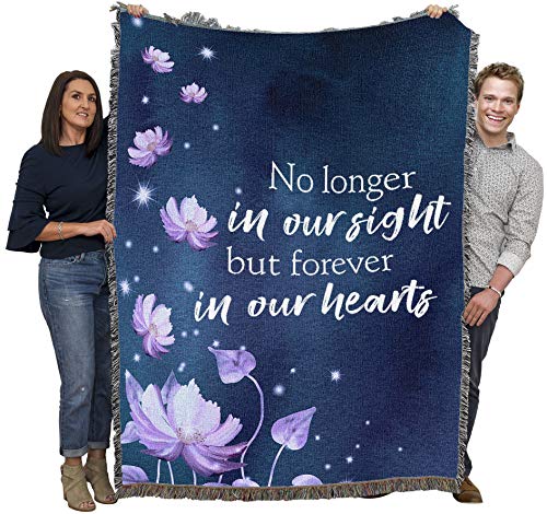 Pure Country Weavers No Longer in Our Sight But Forever in Our Hearts Blanket Flowers - Sympathy Bereavement Gift Tapestry Throw Woven from Cotton - Made in the USA (72x54) - color: Hearts Flowers, size: 72" x 54"