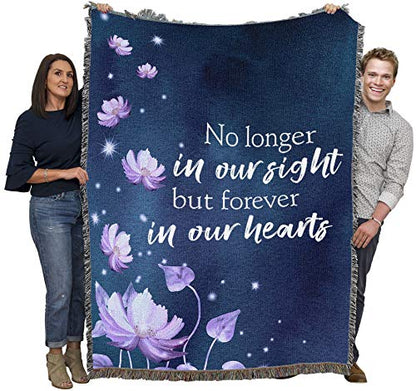 Pure Country Weavers No Longer in Our Sight But Forever in Our Hearts Blanket Flowers - Sympathy Bereavement Gift Tapestry Throw Woven from Cotton - Made in the USA (72x54) - color: Hearts Flowers, size: 72" x 54"