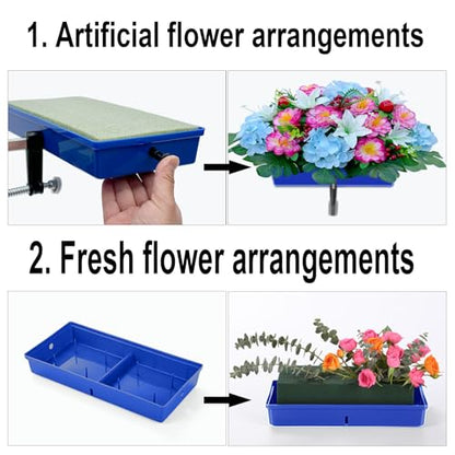 Headstone Flower Saddle, Cemetery Saddle for Tombstones 3–8" - 2 Pack - color: Blue, size: 3 to 8 inches
