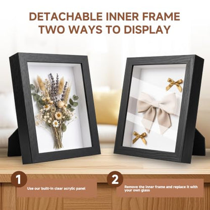 4 Pack 3D Shadow Box Frame Display Case Set for 4x6/8x10/11x14/12x16 Photos - size: 4 Pack