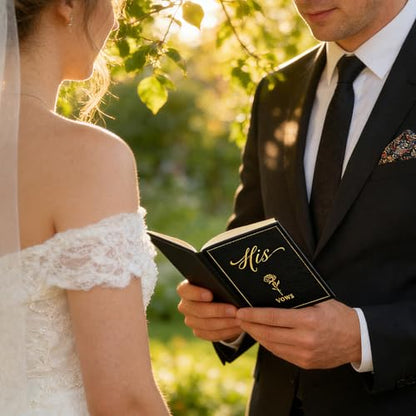 Leesgel Wedding Vow Books His and Hers with Guest Book & Table Sign Set - color: White & Black