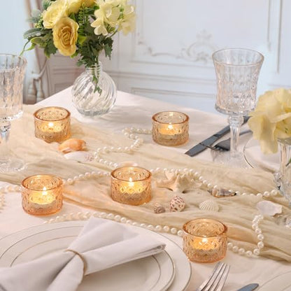 24 Pack Gold Tealight Candle Holders, Glass Votive Candle Holders Bulk - color: Gold