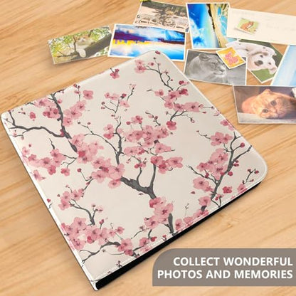 JIPONI Japan Cherry Blossoms Large Photo Album, DIY Leather Cover Scrapbook Albums for 4x6 5x7 6x8 Pictures, Self Adhesive Memory Book for Wedding, Baby, Family - color: Cherry Blossoms