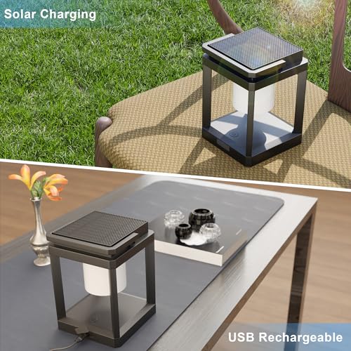 Outdoor Table Lamp, 3-Level Brightness LED Solar Table Lamp, Solar Lanterns Outdoor Waterproof Hanging for Patio Walking Reading Camping