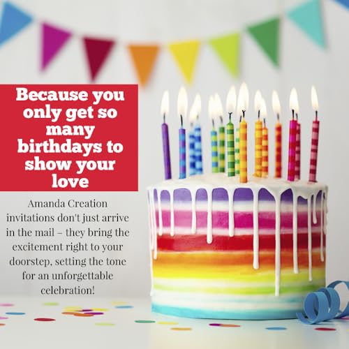 Amanda Creation Colorful Rainbow Crayons themed Birthday Party Fill in Invitations, set of twenty, includes envelopes - style: Rainbow Crayons