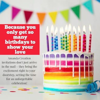 Amanda Creation Colorful Rainbow Crayons themed Birthday Party Fill in Invitations, set of twenty, includes envelopes - style: Rainbow Crayons