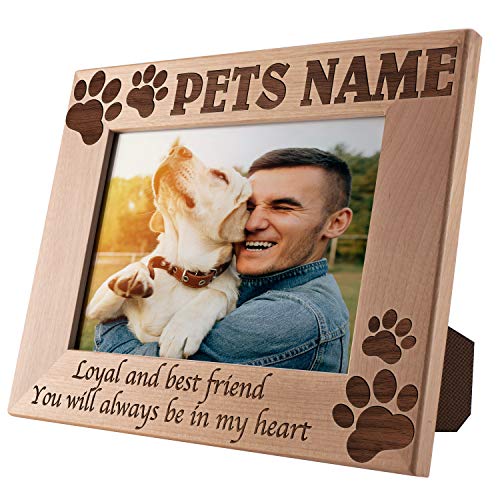Pet Memorial, Personalized Picture Frame | 5x7 | Loss of Cat, Dog Gifts, Pet Memorial for Cats, Dogs - Loyal & Best Friend, Custom Engraved with Dog's Name & Years - Cat, Dog Owner Gift D#21 - size: 5x7