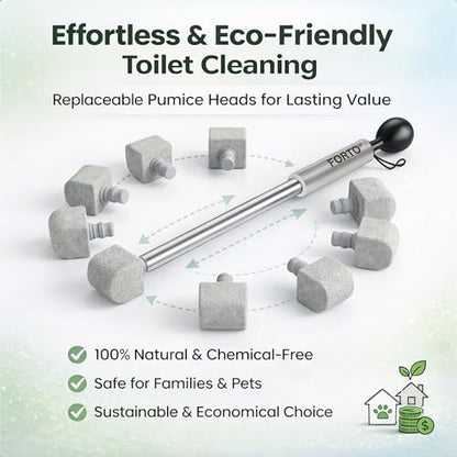 17" Pumice Stone Toilet Bowl Cleaner, 8 Heads – Non-Scratch - color: Grey