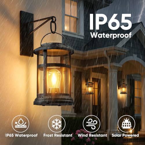 Solar Lanterns Outdoor Waterproof: 2 Pack Hanging Solar Lights for Outside - size: 2 Pack