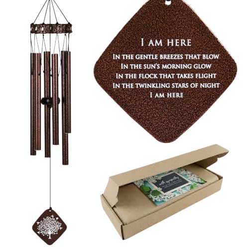 Memorial Wind Chimes for Loss of Loved One – Sympathy Gift with Soothing Deep Tones, Premium Outdoor Aluminum Wind Chime, Bereavement Gift for Loss of Mom, Dad, Husband, Wife, Friend - Bronze - size: A-Bronze Tree of life