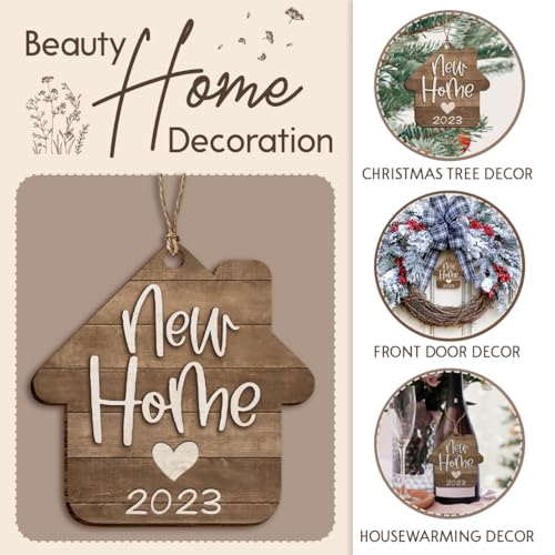 Housewarming Gifts New Home, New Home Ornament 2023, House Warming Gift, First Home Gifts for Newlywed Couples, Ideal for Christmas Decorations 2023, Stained Wooden Ornaments - style: New Home Brown