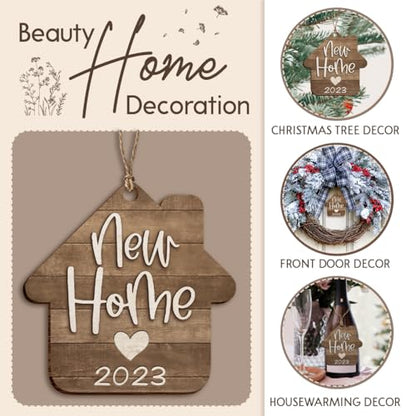 Housewarming Gifts New Home, New Home Ornament 2023, House Warming Gift, First Home Gifts for Newlywed Couples, Ideal for Christmas Decorations 2023, Stained Wooden Ornaments - style: New Home Brown