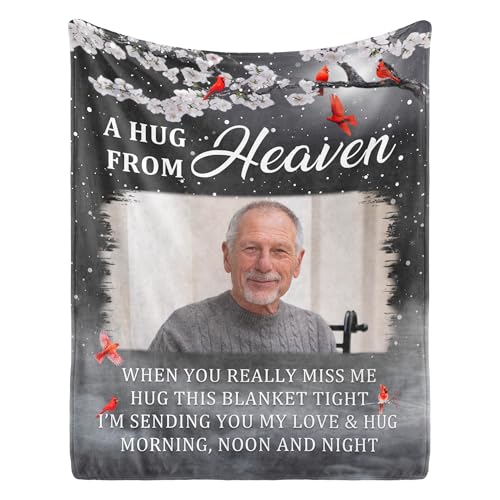 Personalized Memorial Blanket with Photo for loss of Loved One, in Loving Memory of Sympathy Blanket, Custom Bereavement Remembrance Grieving Gifts for Loss of Dad Mom Husband Wife Friend Daughter Dog - color: Gray2