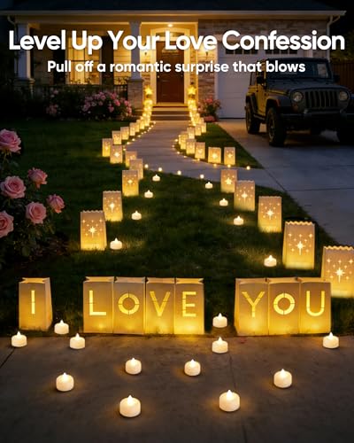 Amagic 100Pack Fake LED Tea Lights Candles Battery Operated, Warm White - color: White, size: 100 Pack
