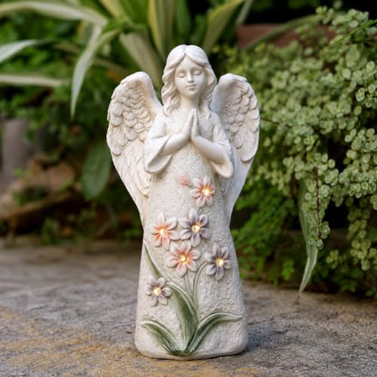 Garden Angel Statues Outdoor Decor 9.6 inches 6 LED Lights Solar - style: Angle 9.6in